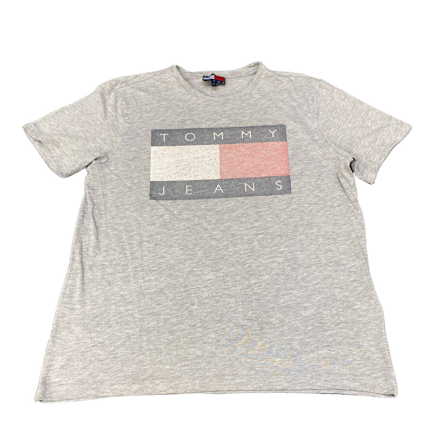 Vtg Tommy Hilfiger T-Shirt Womens XL Grey Heather Regular Fit Logo Short Sleeve