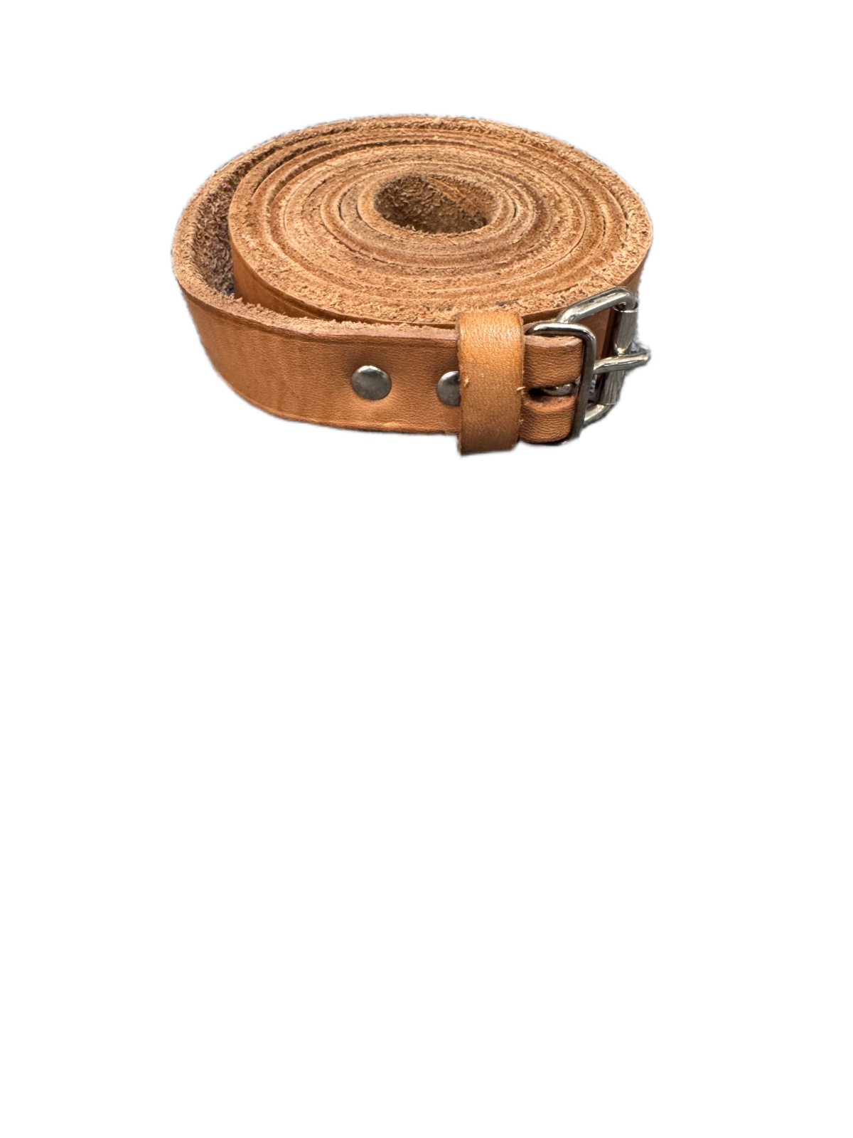 Waist Belt Mens Tan Leather Adjustable Silver Roller Pin Buckle 62.5 inches