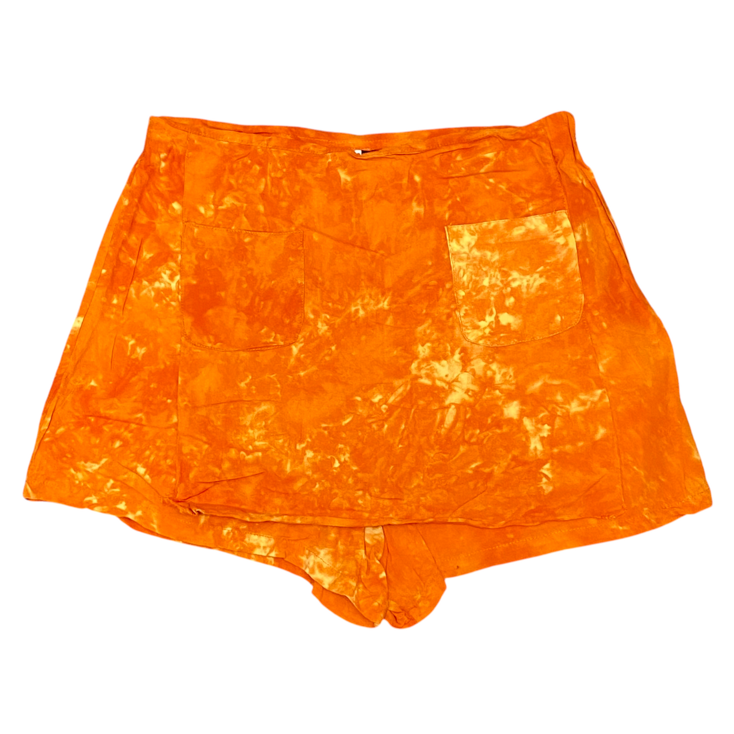 Palme Short Skirt M Orange Tie Dye Patch Pockets Casual Elastic Waist Pull On
