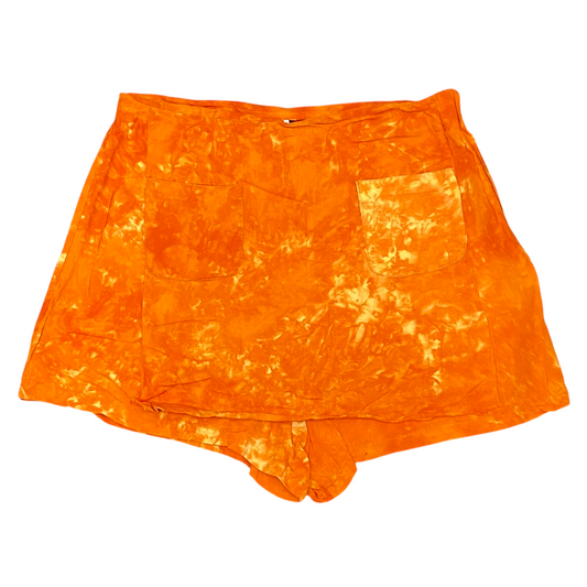 Palme Short Skirt M Orange Tie Dye Patch Pockets Casual Elastic Waist Pull On