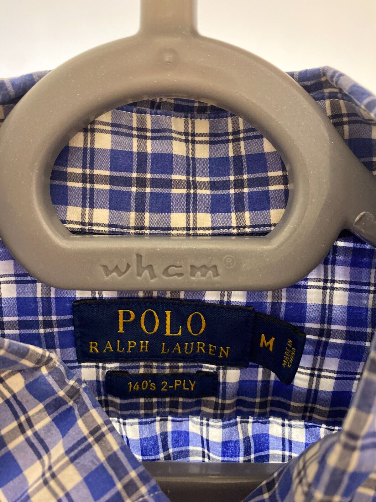 Ralph Lauren Shirt Men Medium Blue Plaid Long Sleeve Collared Casual Button Down