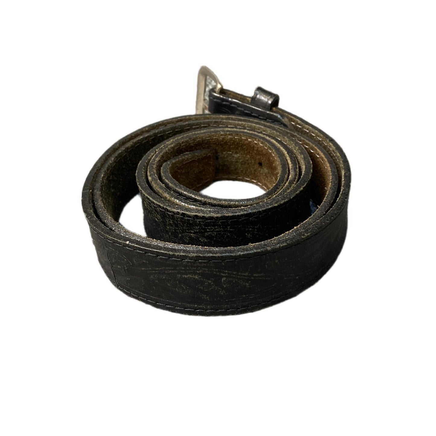 Waist Belt Mens Black Leather Adjustable Classic Silver Pin Buckle 51 Inches