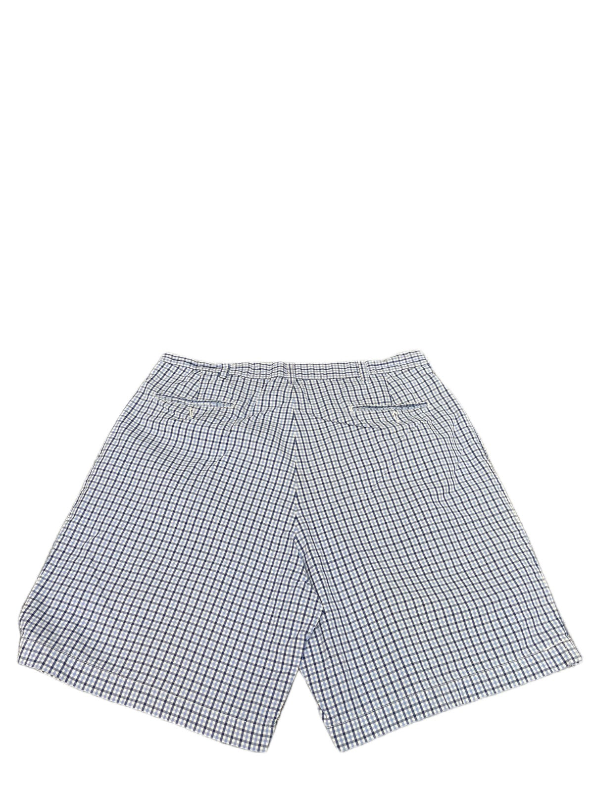 Polo Ralph Lauren Tyler Short Fits as Mens XL 37" Waist Blue White Plaid Pleated