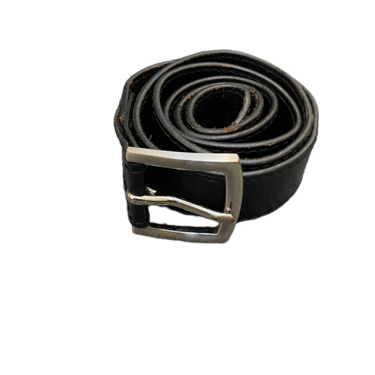 Waist Belt Mens Black Leather Adjustable Classic Silver Pin Buckle 42 Inches