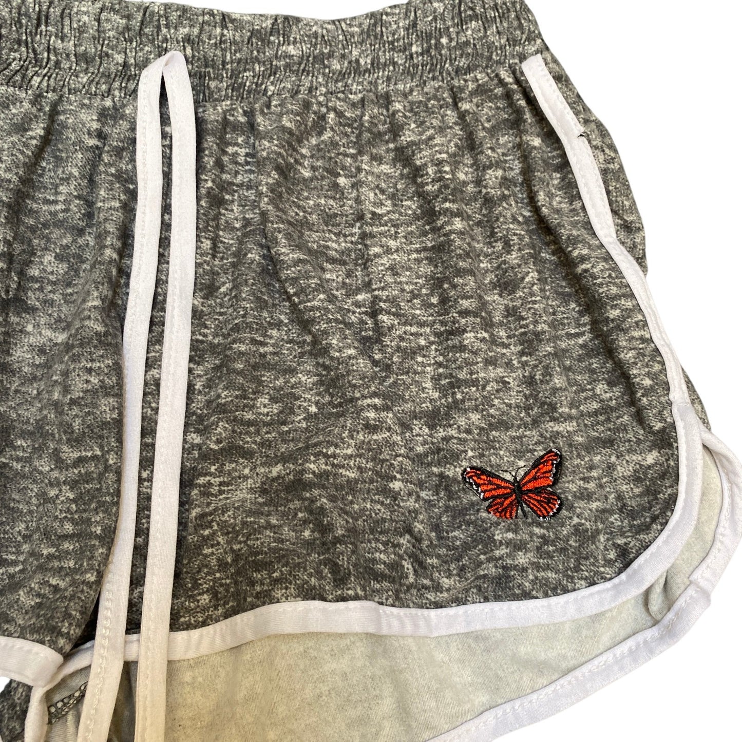 Running Sprinter Shorts Womens L 25" Waist Grey Athletic Gym Workout Dolphin Hem