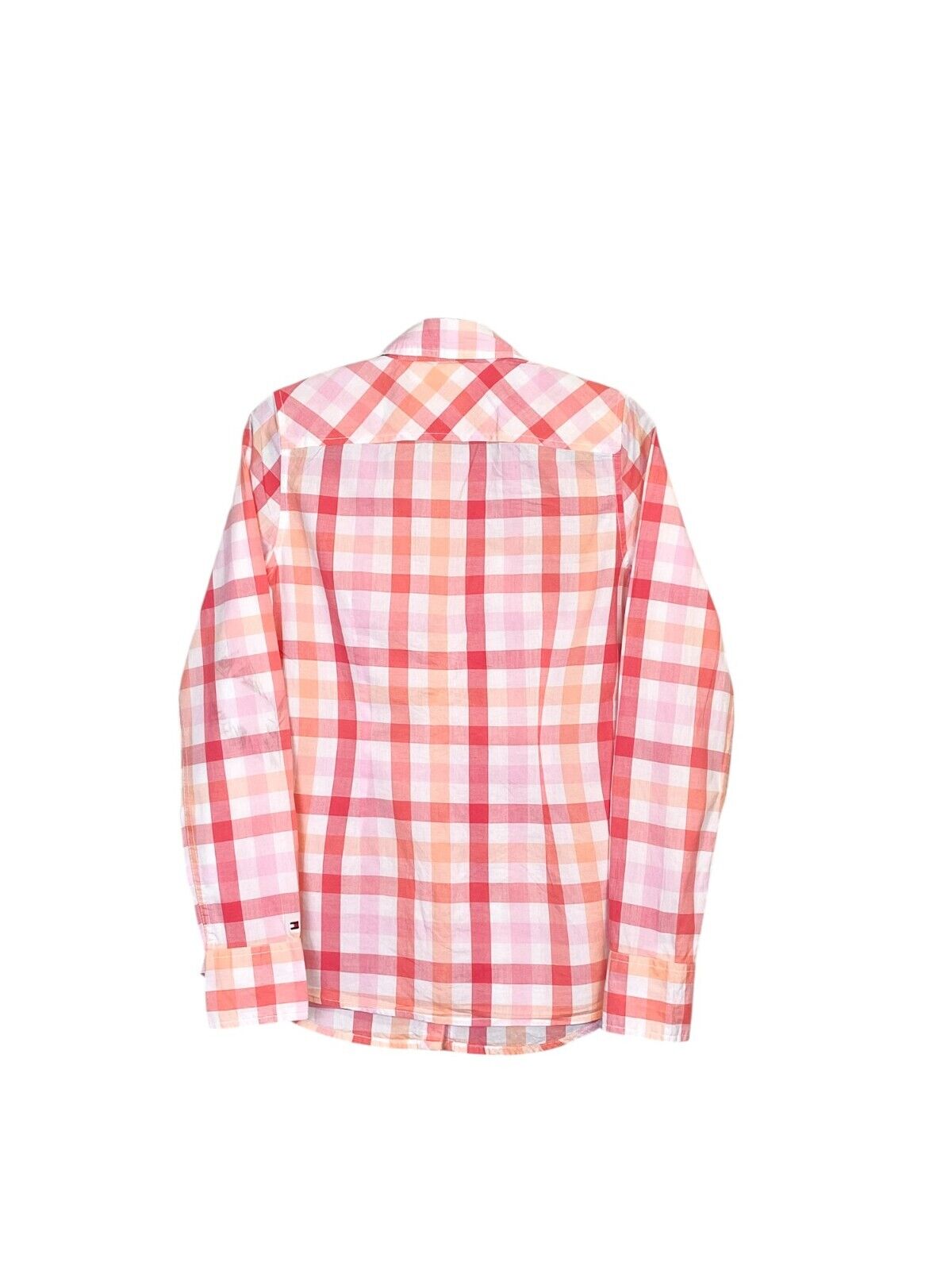 Tommy Hilfiger Shirt Women XS Pink Check Single Chest Pocket Collar Button Down