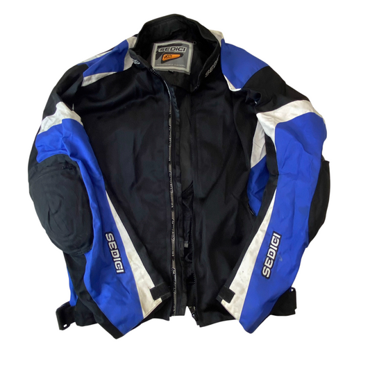 Sedici Motorcycle Jacket Mens 2XL Black Blue Performance Padded Riding Full Zip