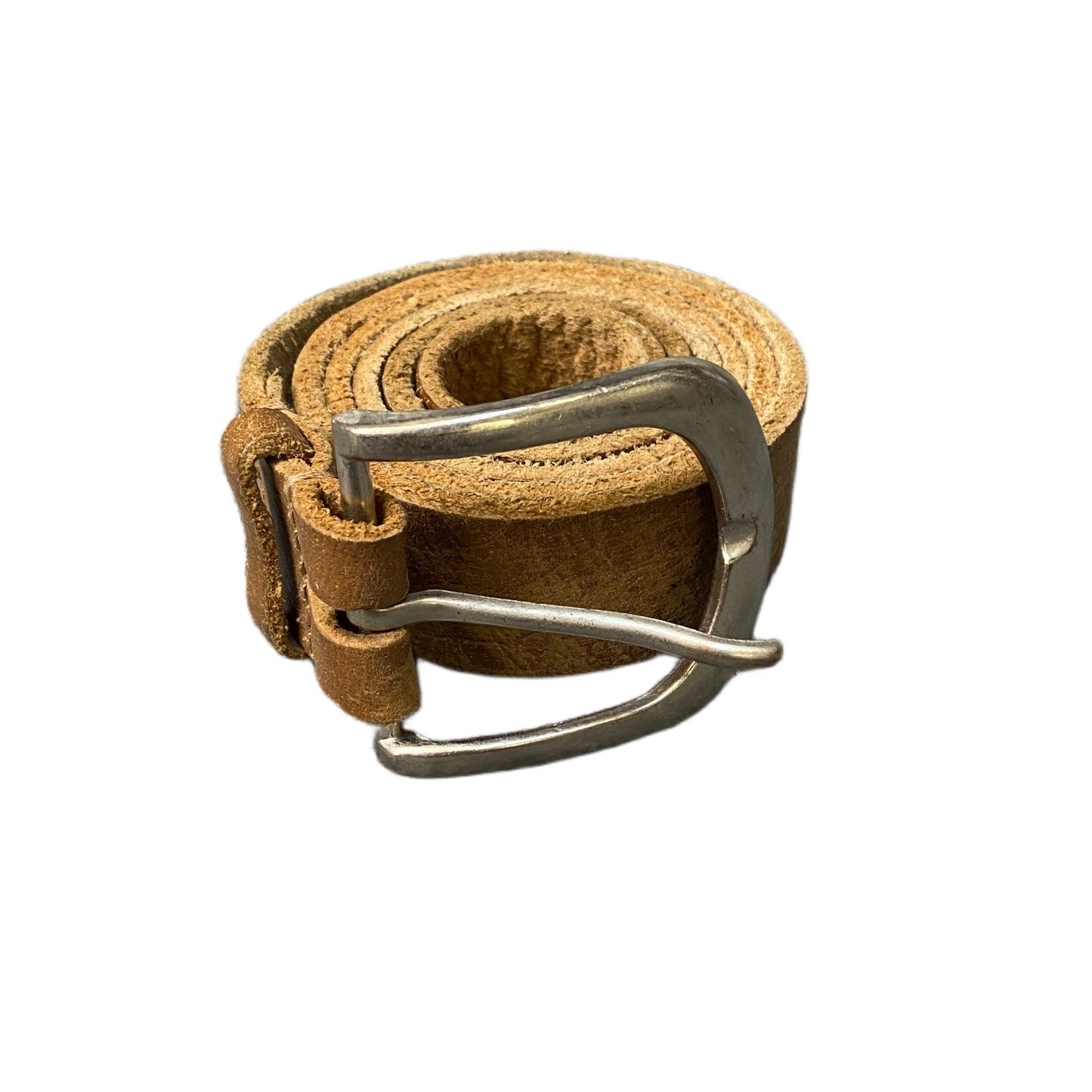 Waist Belt Mens Brown Genuine Leather Textured Silver Pin Buckle 42.5 Inches
