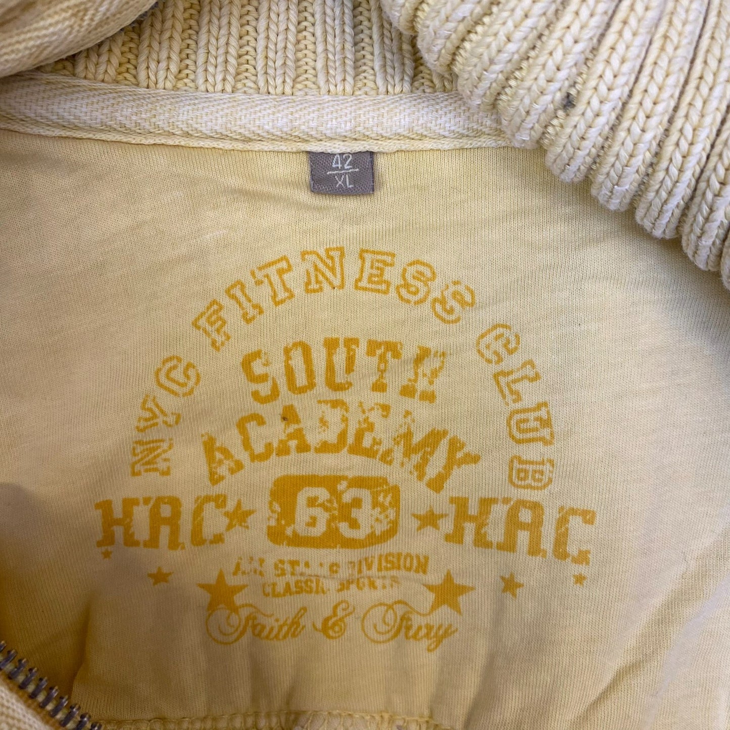 South Academy Jumper Womens XL Yellow Beaded Turtle Neck 1/4 Zip Pullover