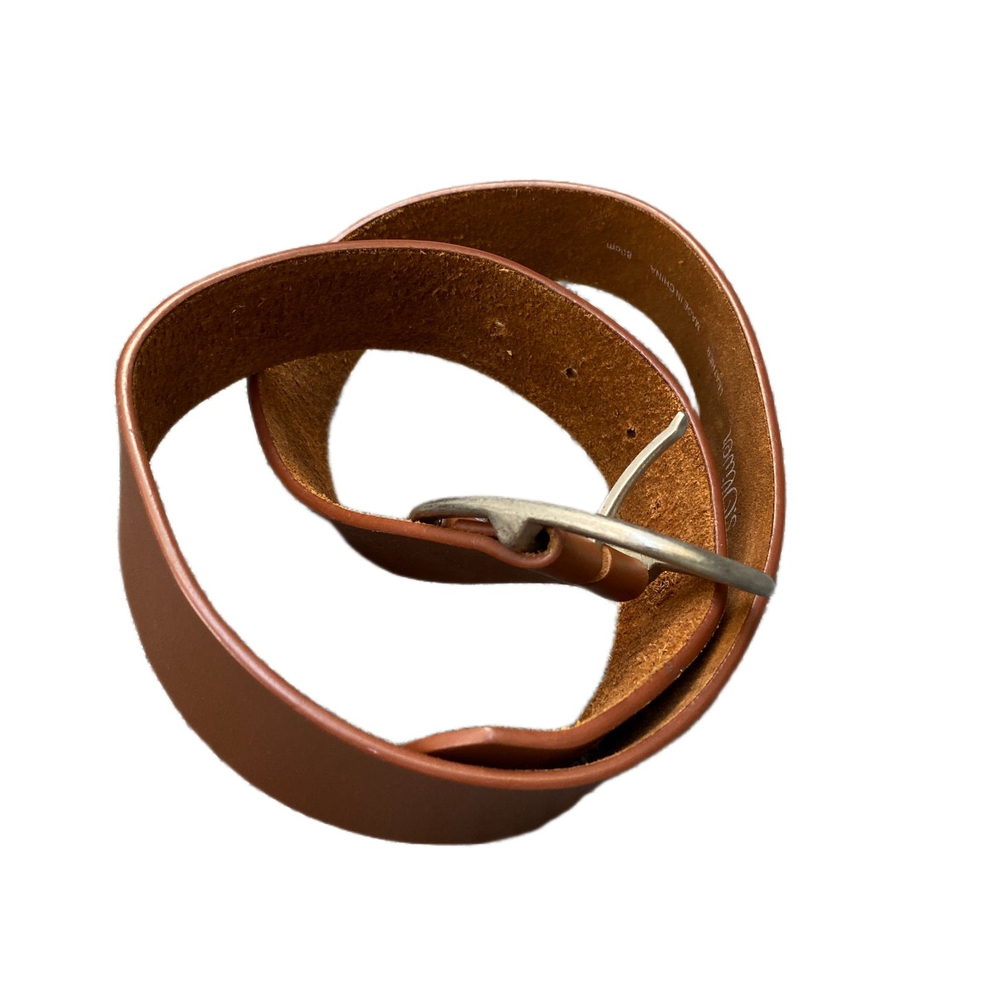 S.Oliver Waist Belt Mens Brown Leather Adjustable Silver Pin Buckle 35.5 Inches