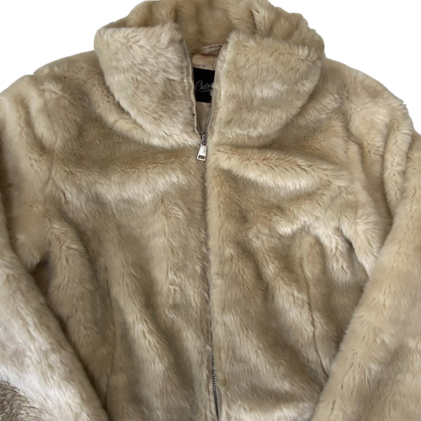 Outerwear Faux Fur Jacket Womens Medium Brown Lightweight Long Sleeve Full Zip