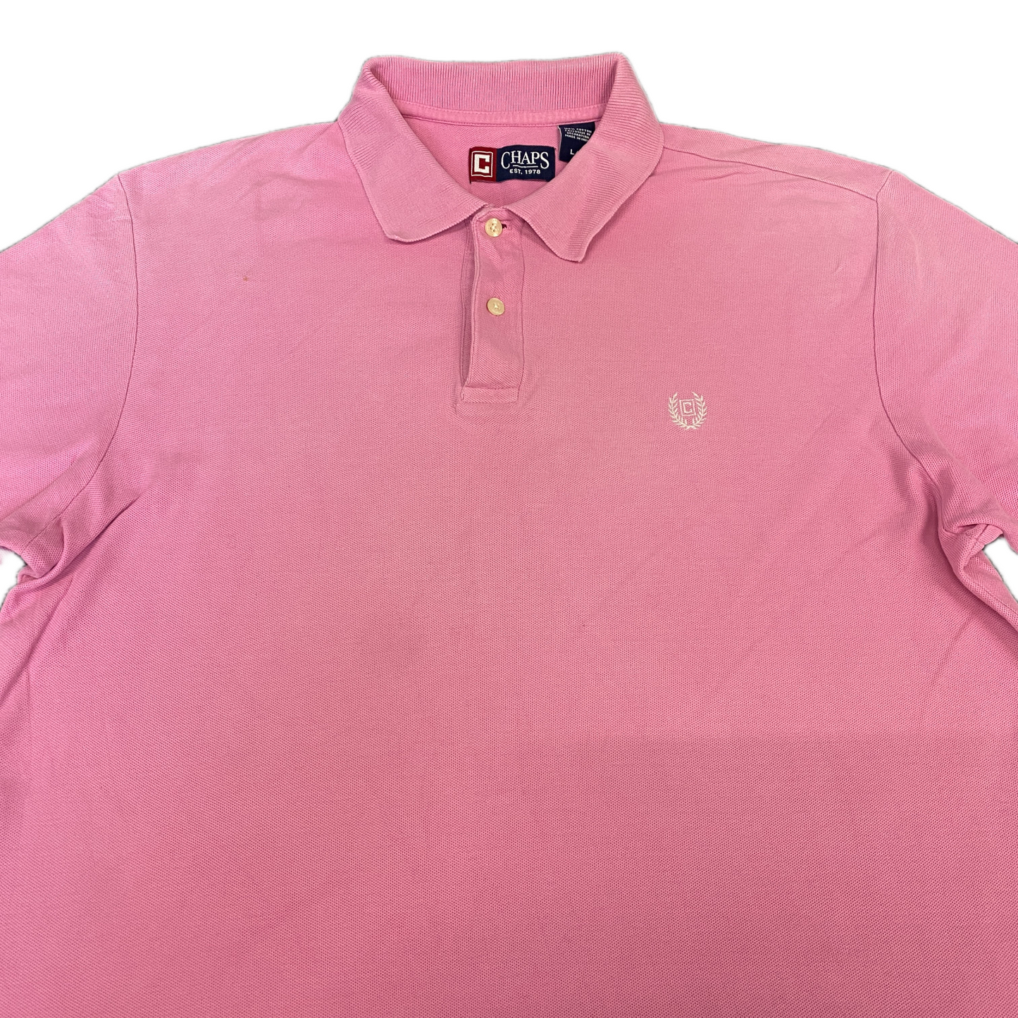 Chaps Polo Shirt Mens Large Pink Golf Performance High Low Slit Collared Popover