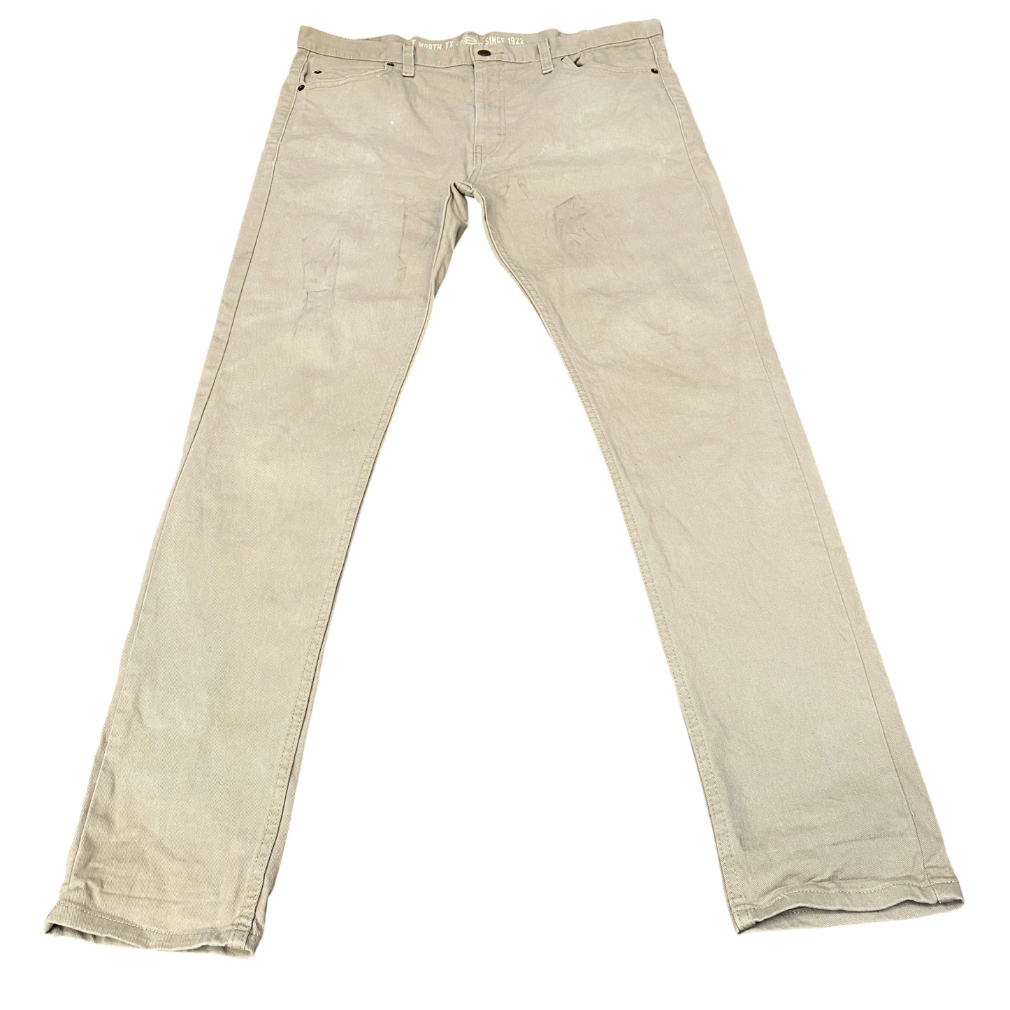 Dickies Pants Mens 37" Waist Beige Workwear 5 Pocket Low Waist Slim Skinny Leg