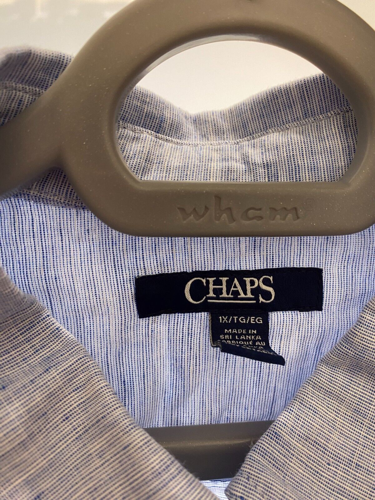 Chaps Shirt Mens 1X Blue Casual Long Sleeve Flap Pockets Collared Button Down