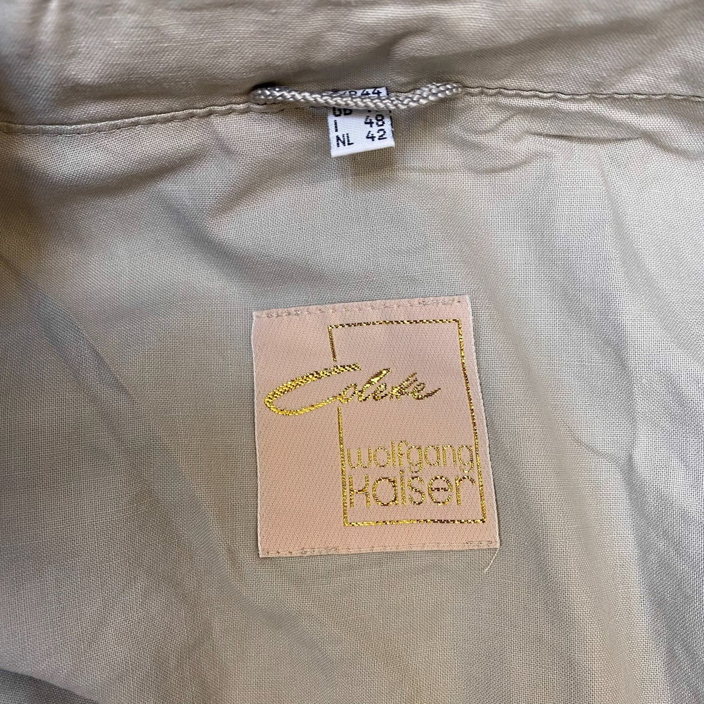 Wolfgana Halser Trench Coat Womens L Grey Solid Pockets Collared Double Breasted