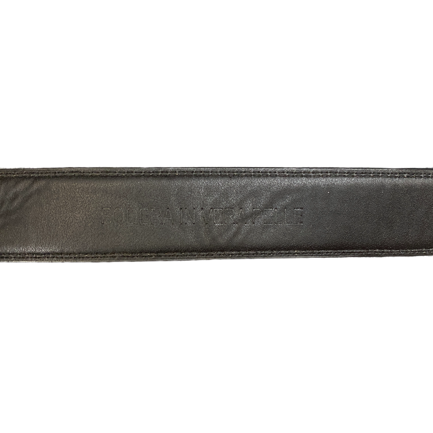 Fodera in Vera Pelle Waist Belt Mens Black Leather Plaque Buckle 42 inches