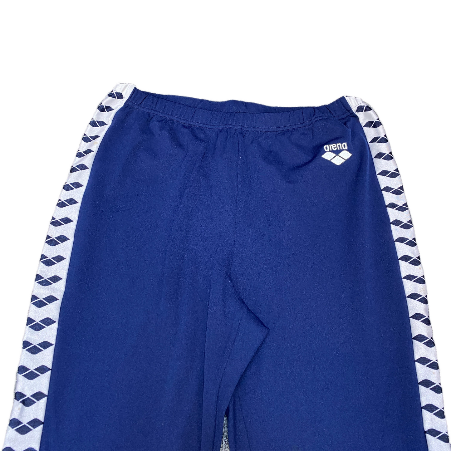 Arena Jogger Fits as Womens 26" Waist Blue White Elastic Waist Stirrup Trouser