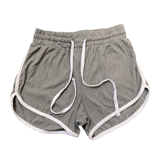 Womens Sprinter Running Shorts 24W Grey Elastic Waist Drawstring Dolphin Hem