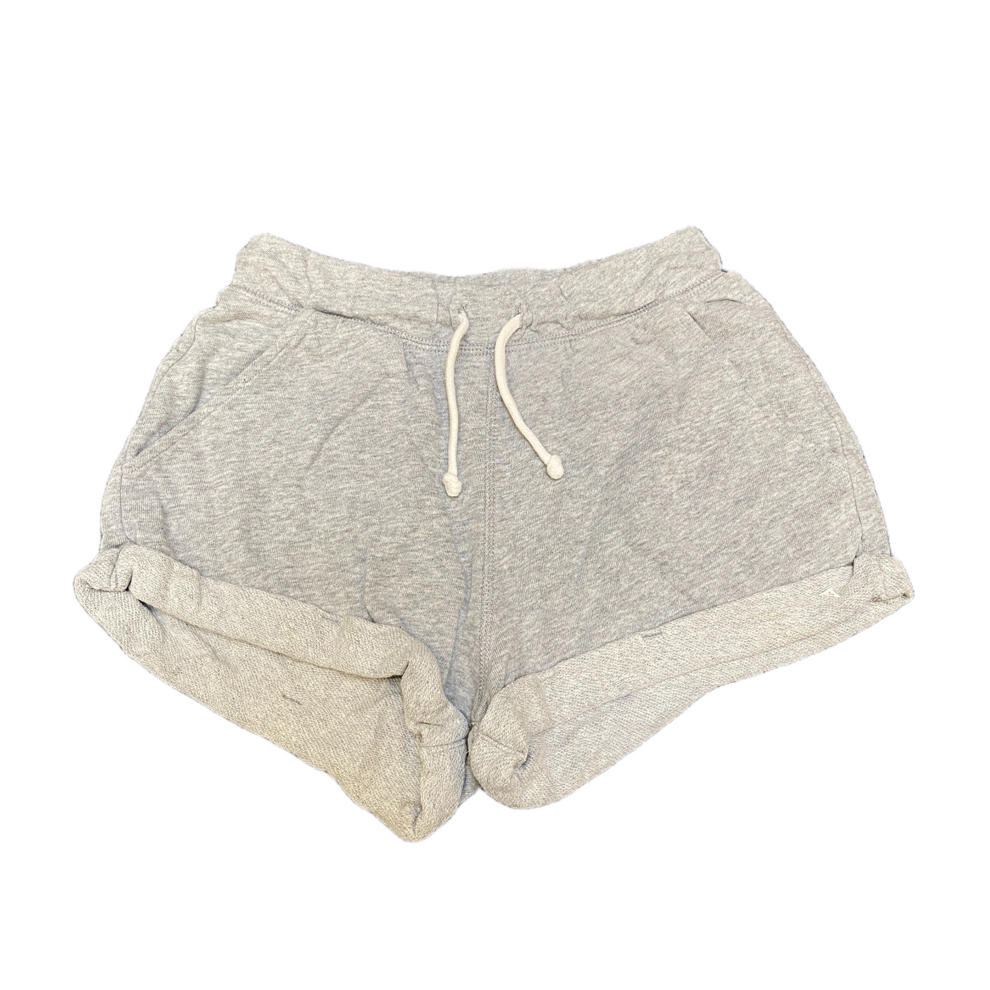 Running Sprinter Shorts Womens XS 23" Waist Grey Athletic Drawstring Dolphin Hem