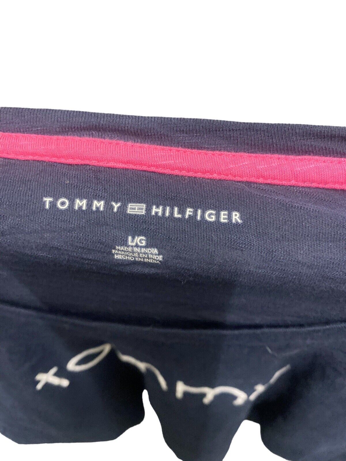 Tommy Hilfiger Spellout T Shirt Navy Womens L