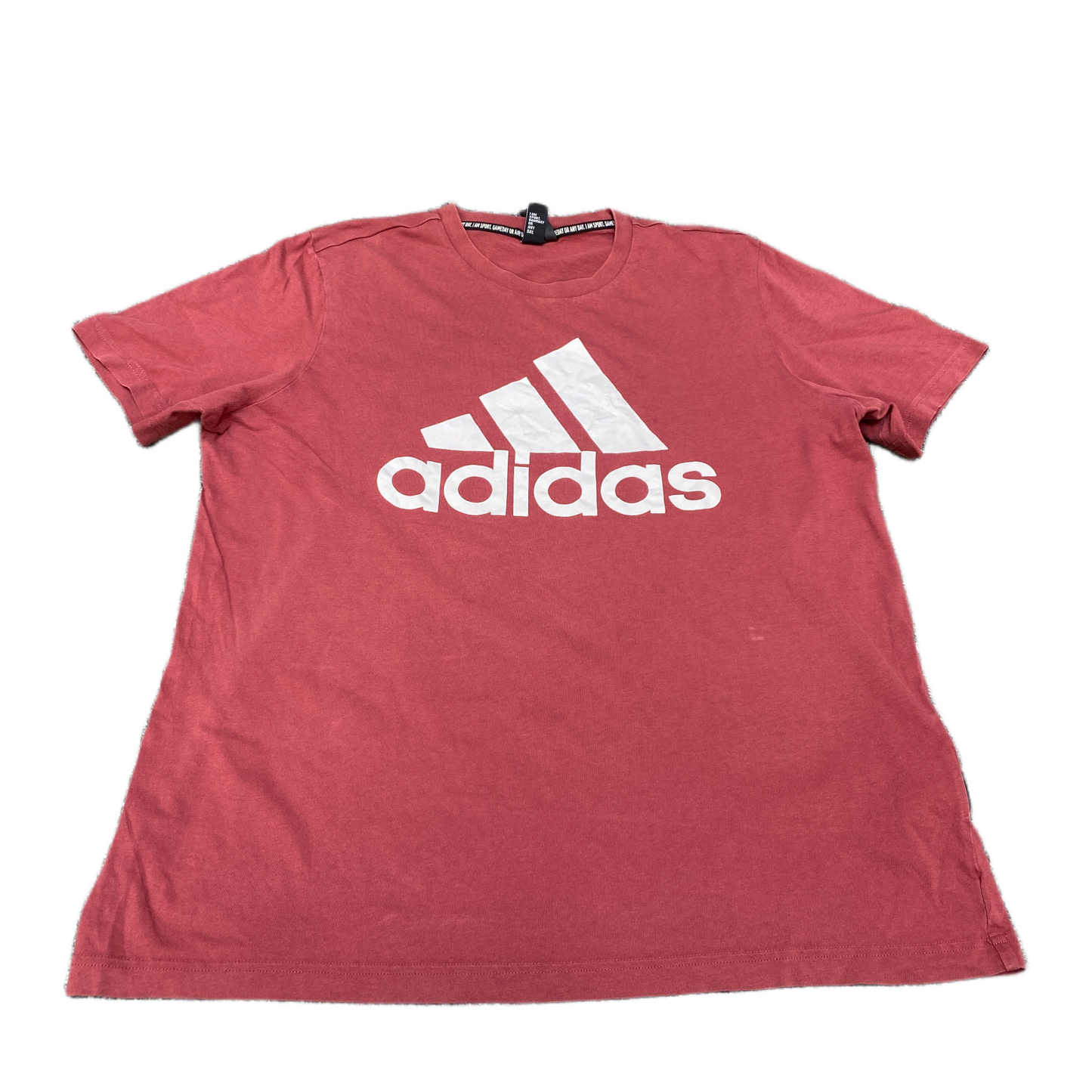 Adidas Go-To Performance T-Shirt Mens Large Red 3 Stripes Big Logo Crew Neck Tee