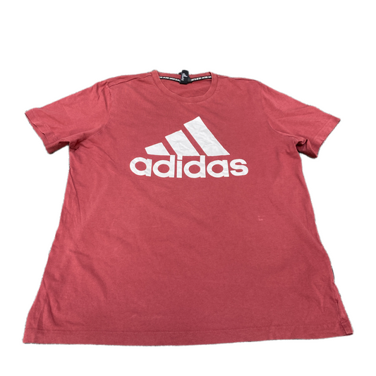 Adidas Go-To Performance T-Shirt Mens Large Red 3 Stripes Big Logo Crew Neck Tee
