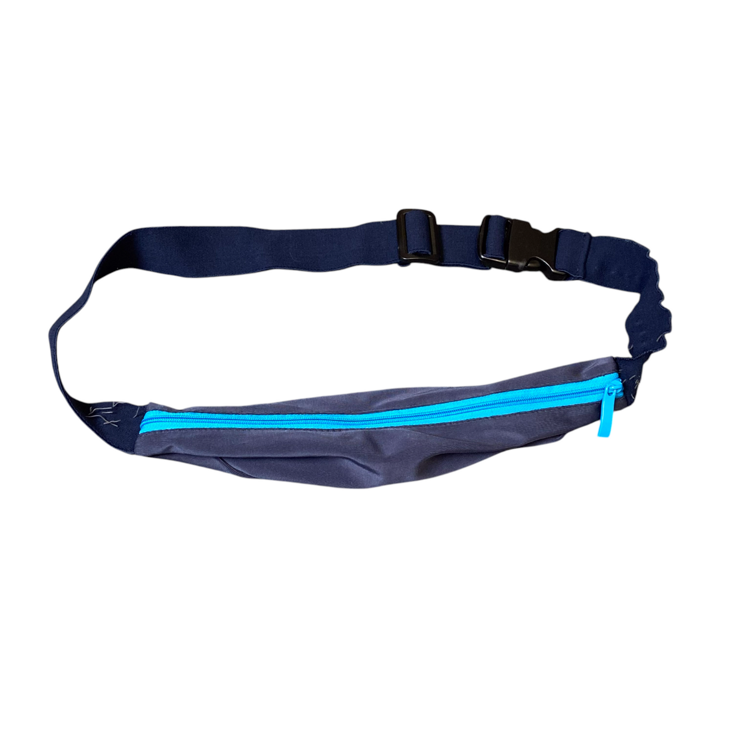 Outdoor Sports Fanny Pack Slim Sleek Bum Bag Blue Zipper Adjustable Nylon Strap