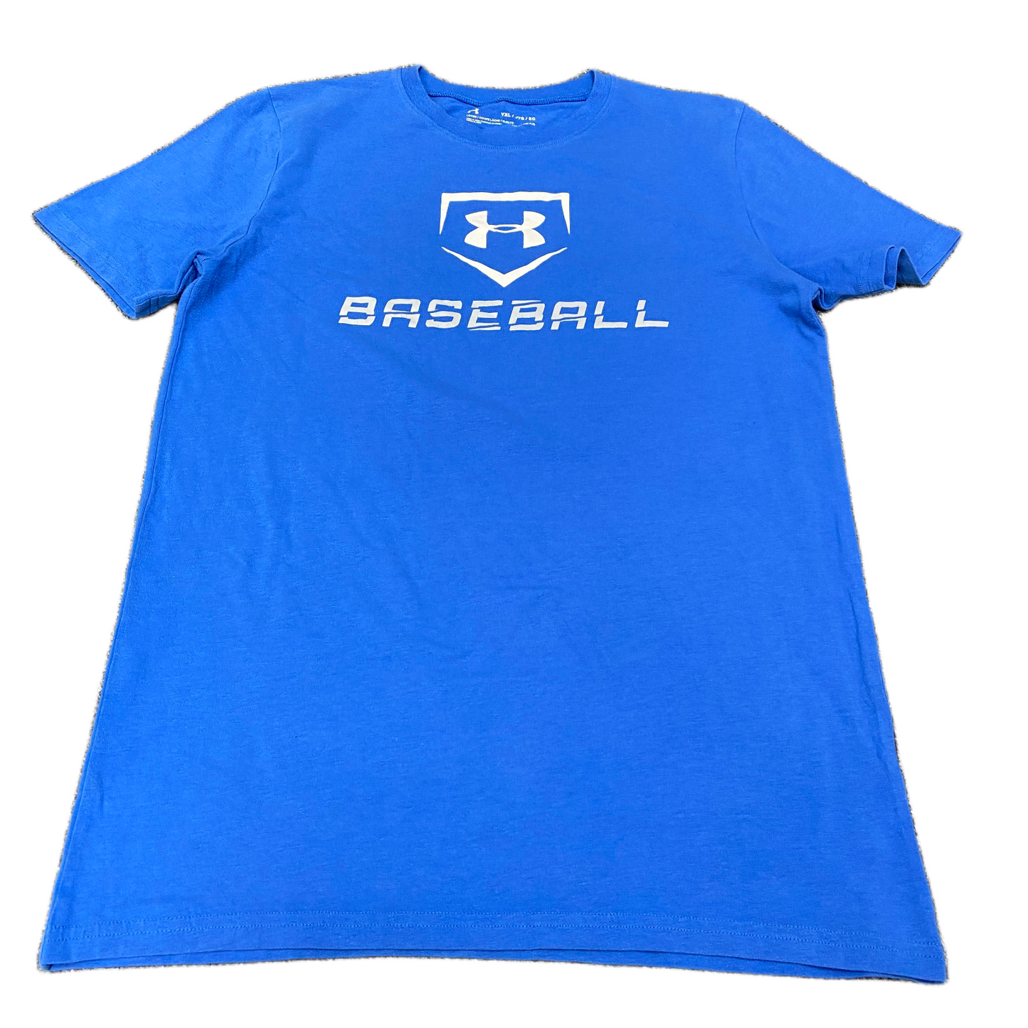 Under Armour Baseball T-Shirt Boys XL Blue Loose Fit HeatGear Short Sleeve Tee