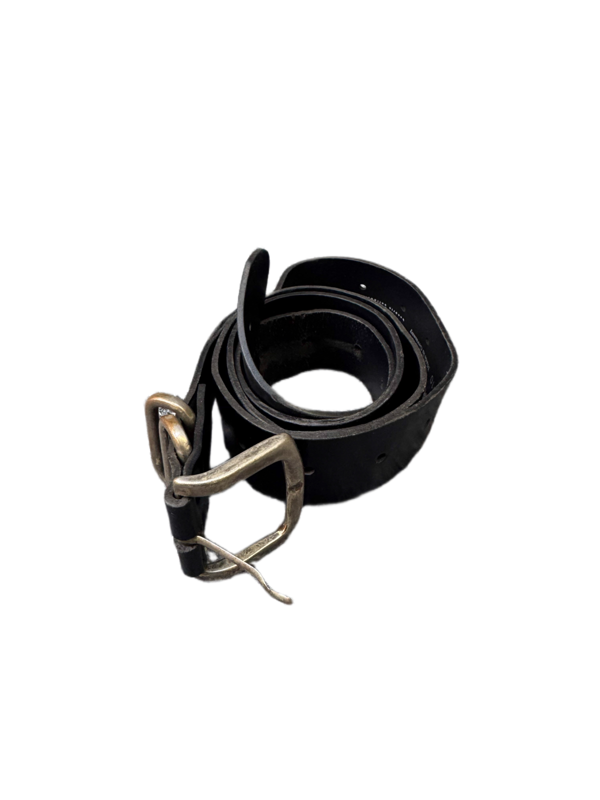 Bonprix Waist Belt Men Black Bonded Leather Adjustable Silver Buckle 47.5 Inches