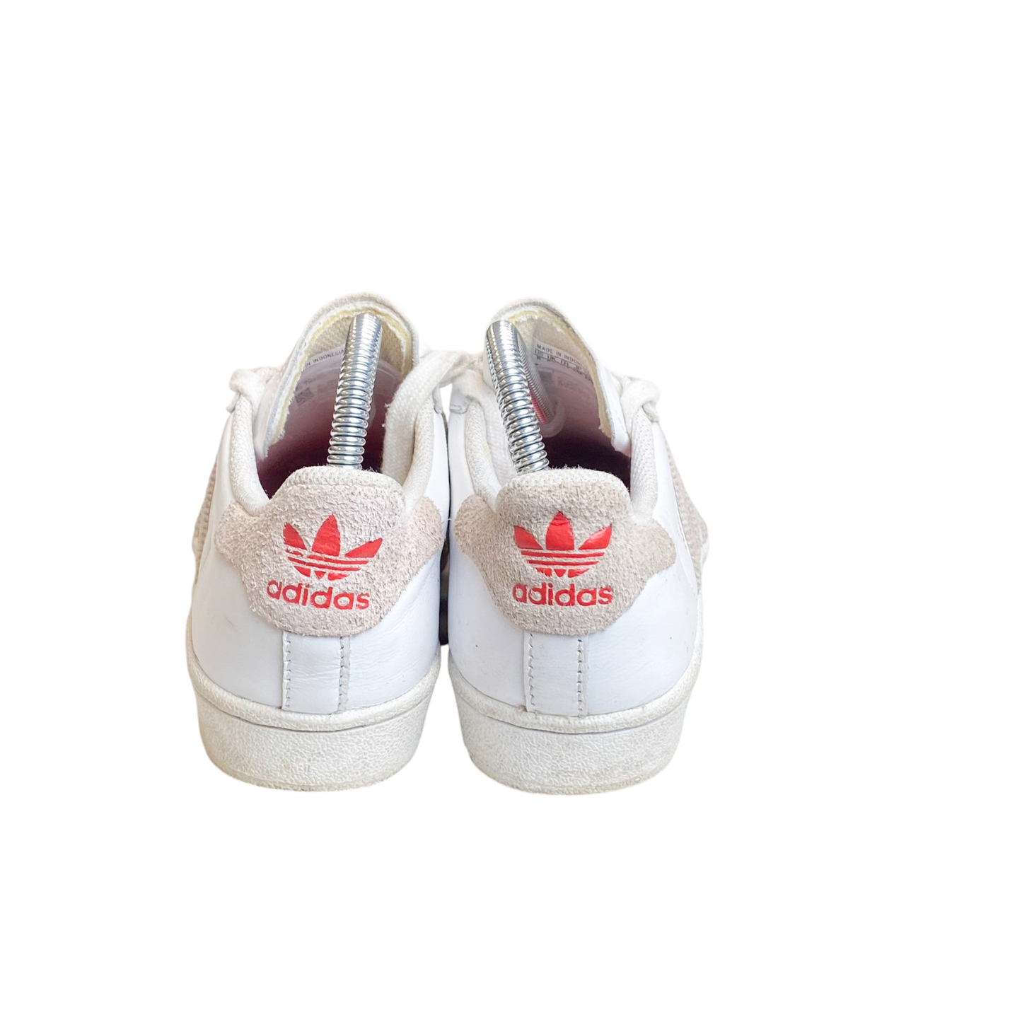 Adidas Superstar Athletic Sneakers Girls 3.5 White Leather Grey 3 Stripe Lace Up