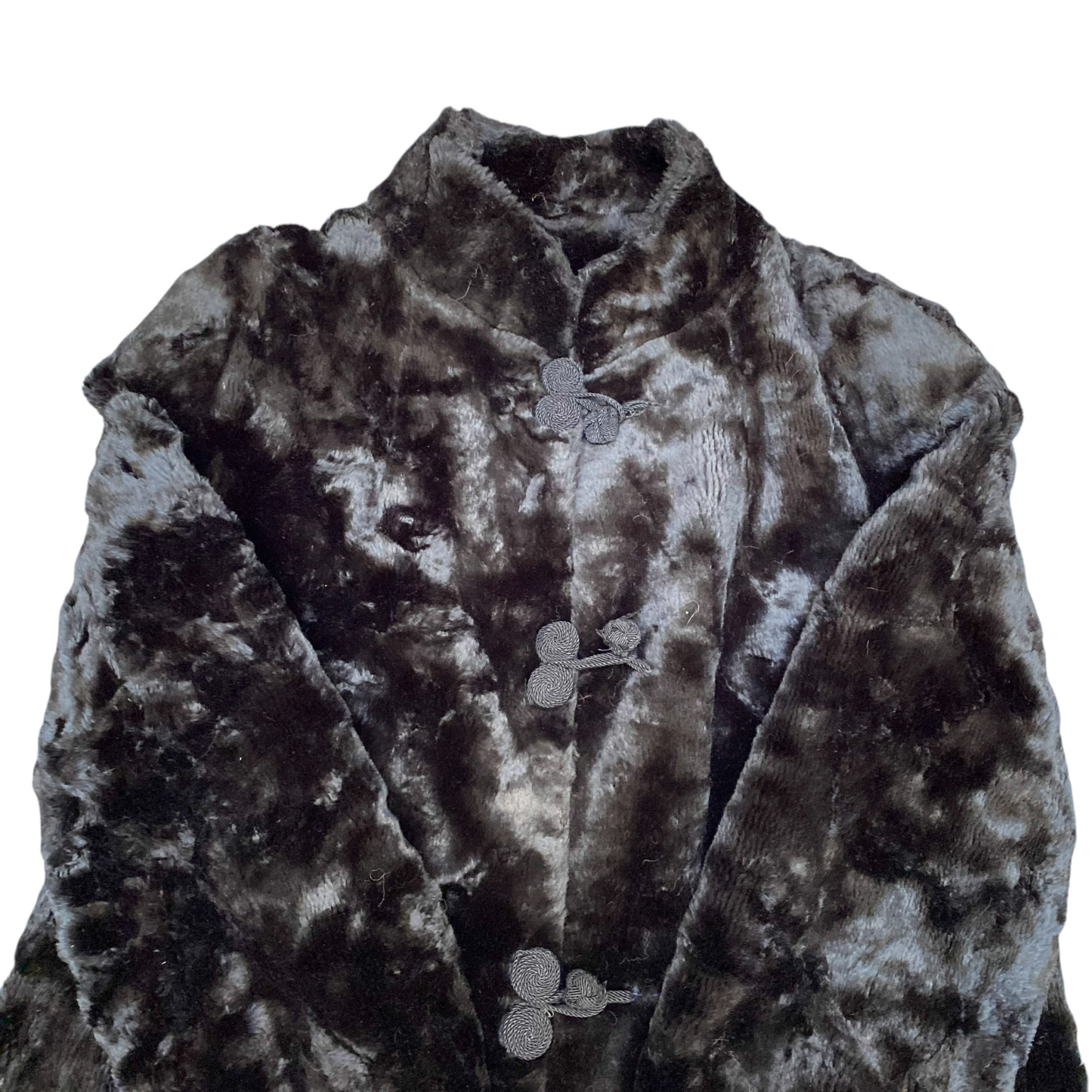 Women Faux Fur Jacket Medium Black Lined Soft Plush Long Sleeve Hook & Eye Front