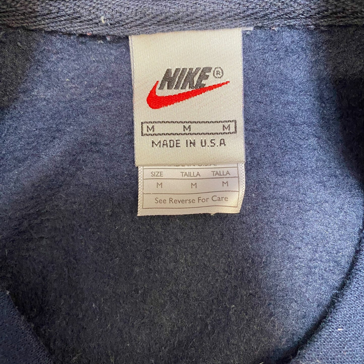 Nike Reworked Sweatshirt Mens Medium Blue Grey Embroidered Spell Out Logo Y2K