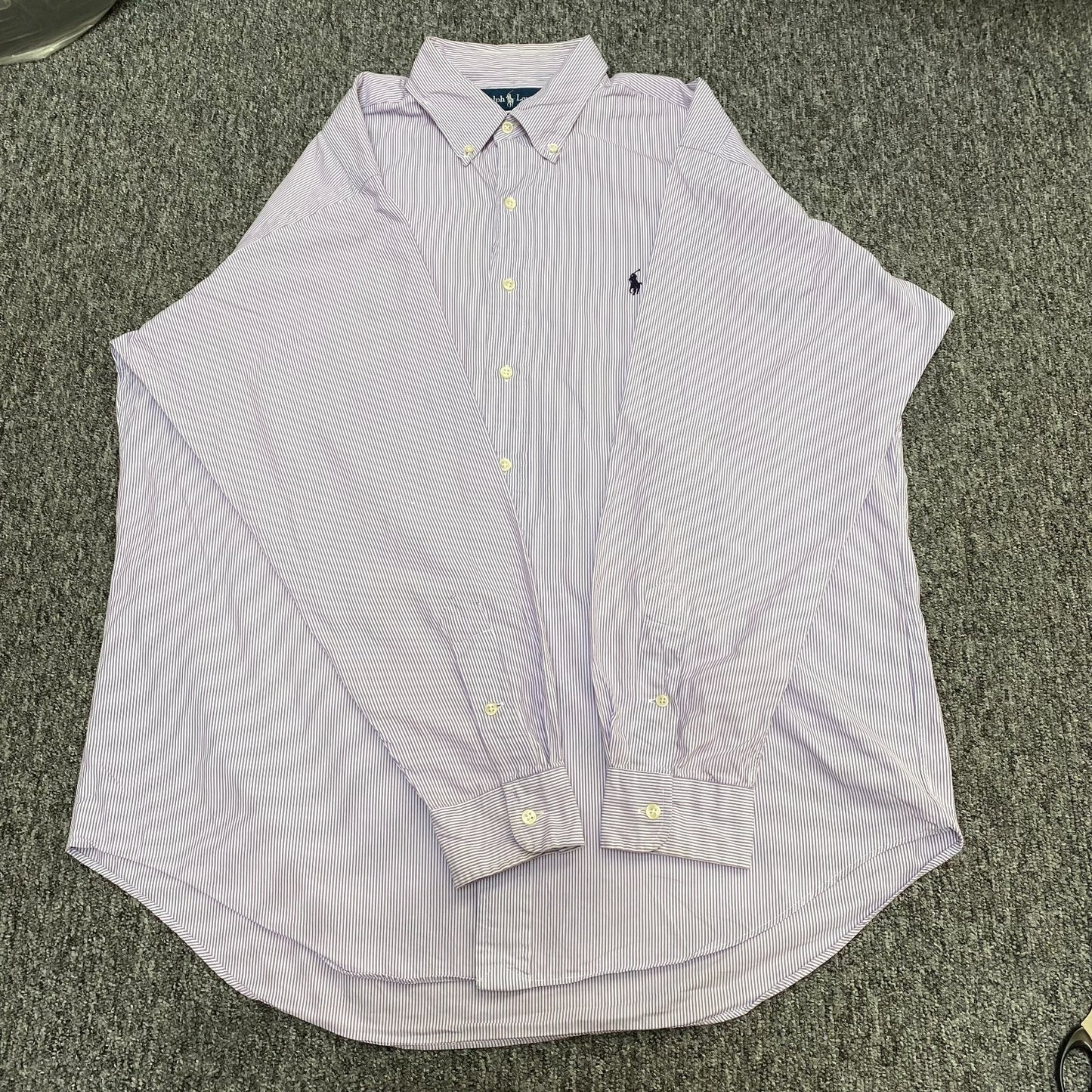 Ralph Lauren Blake Shirt Mens Large Purple White Striped Button Down Pony Logo