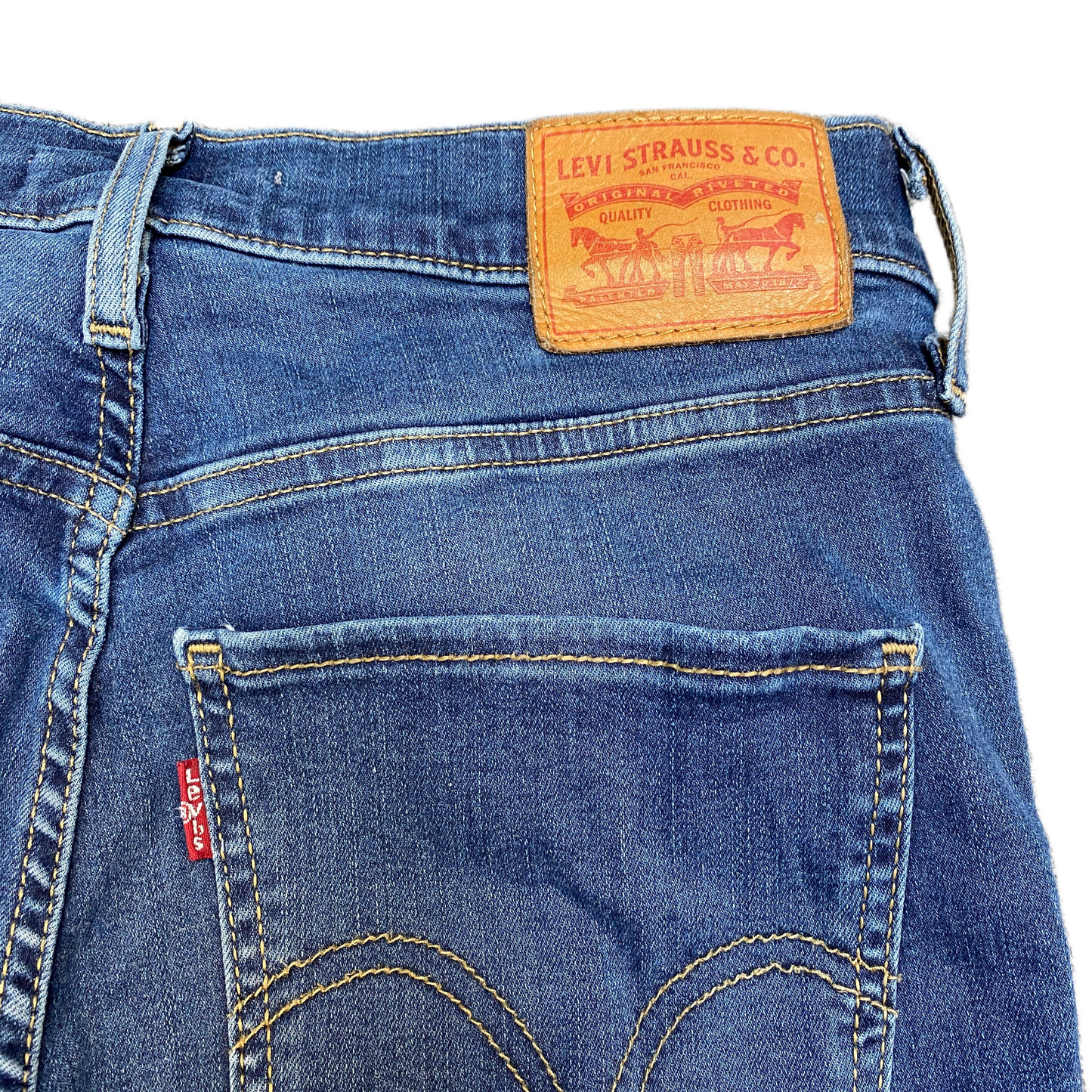 Levi's Jeans Fits as Womens 27" Waist Blue Denim Mile High Rise Super Skinny Leg