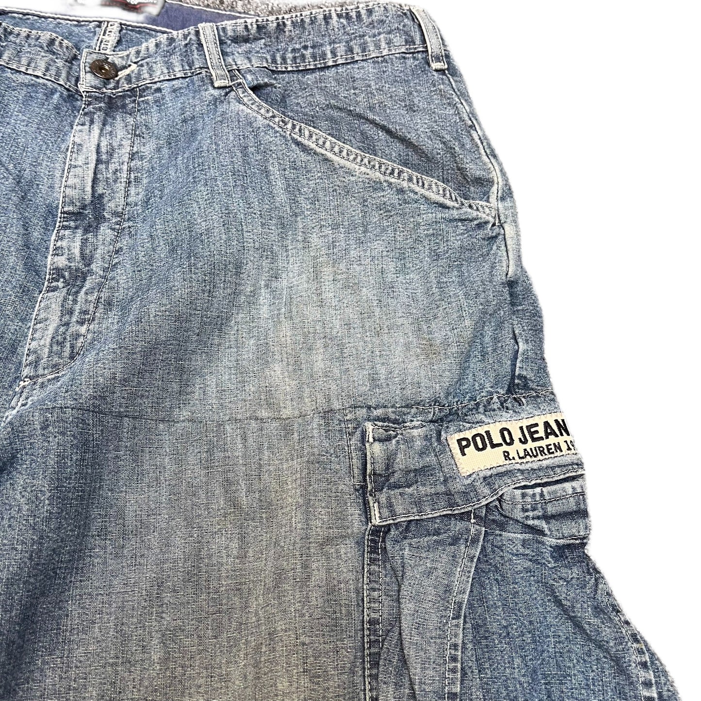 Ralph Lauren Freighter Shorts Fits as Mens X-Large 39" Waist Blue Denim Utility