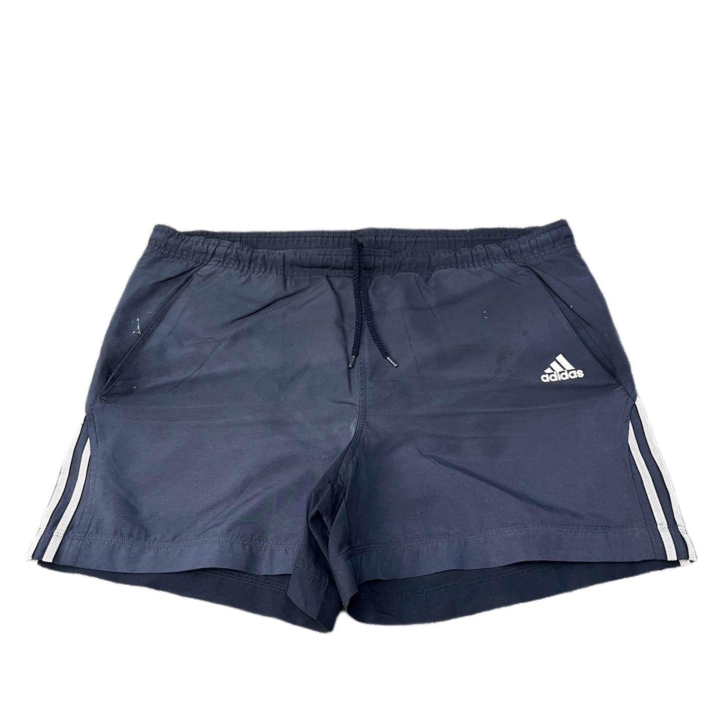 Adidas Running Shorts Mens L 39" Waist Navy White 3-Stripe Lined Athletic Fit