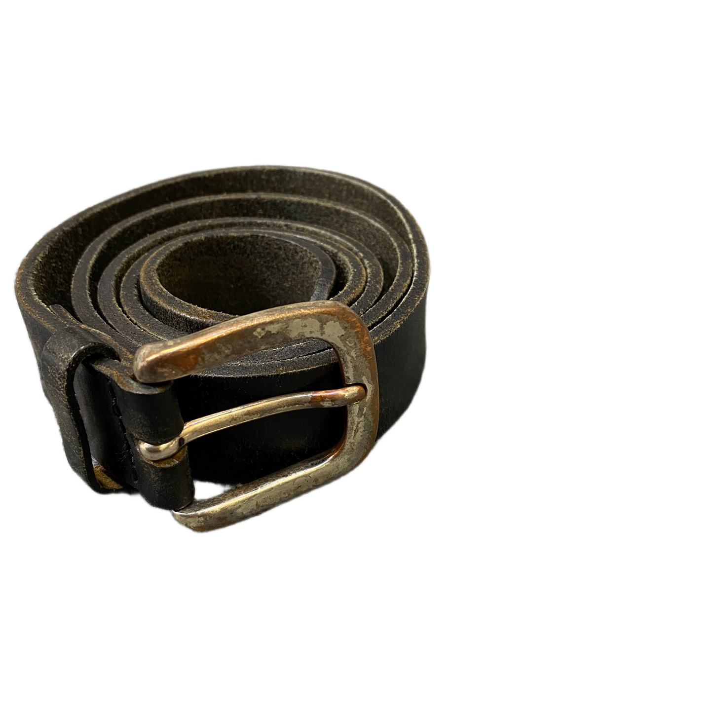 EDC Waist Belt Mens Black Leather Adjustable Brass Pin Buckle 41 Inches