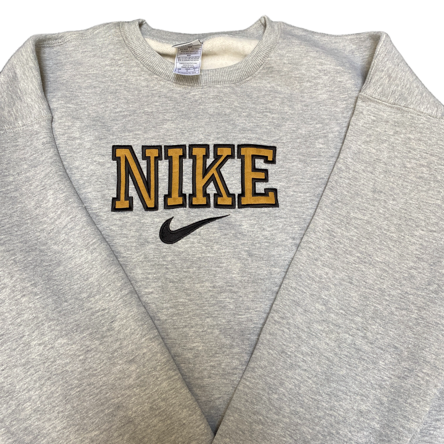 Nike Reworked Sweatshirt Mens Large Grey Embroidered Spellout Logo Vintage Y2K