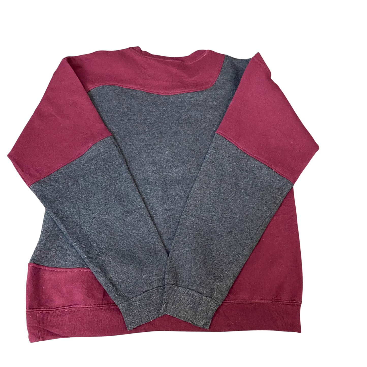Nike Reworked Sweatshirt Men M Grey Maroon Embroidered Spellout Logo Vintage Y2K