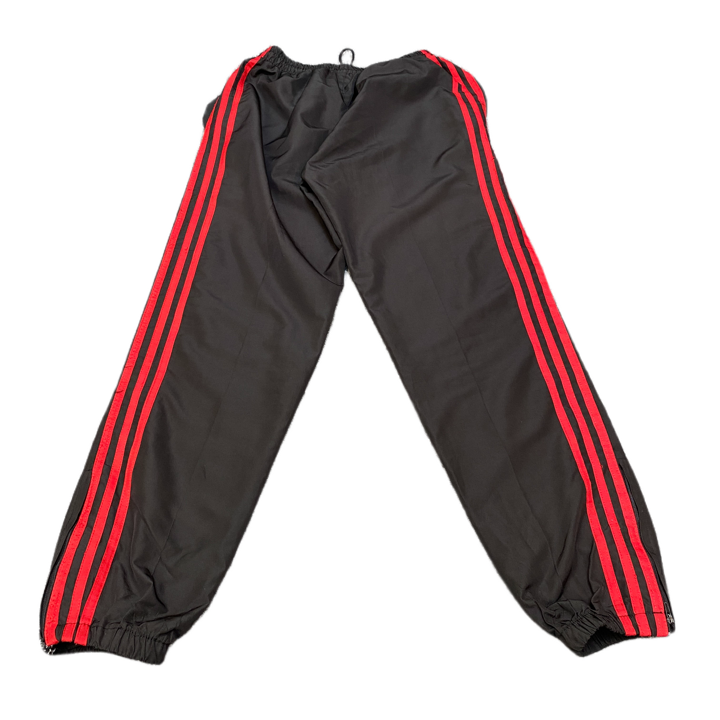 Adidas Joggers Fits as Mens 26" Waist Black Red 3-Stripes Drawstring Trousers