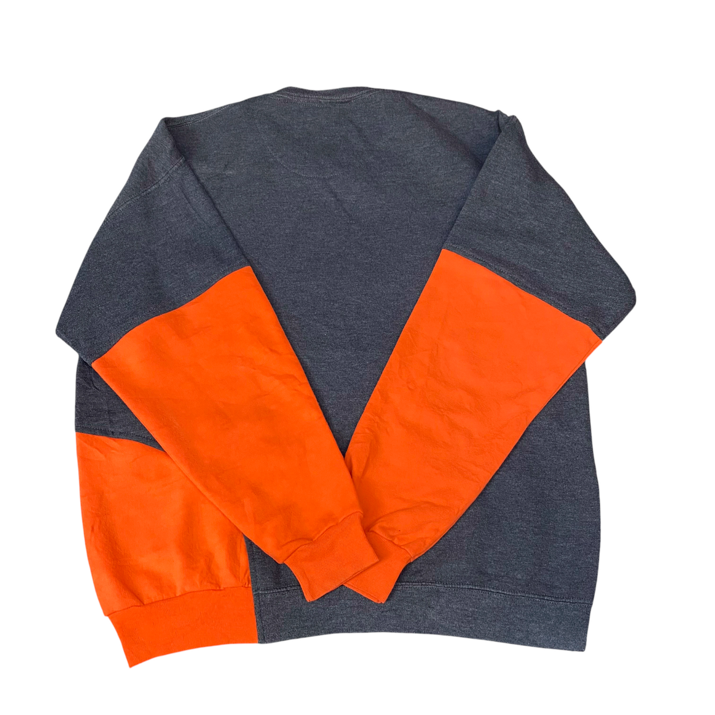 Nike Reworked Sweatshirt Men Large Orange Grey Embroidered Spellout Logo Vtg Y2K