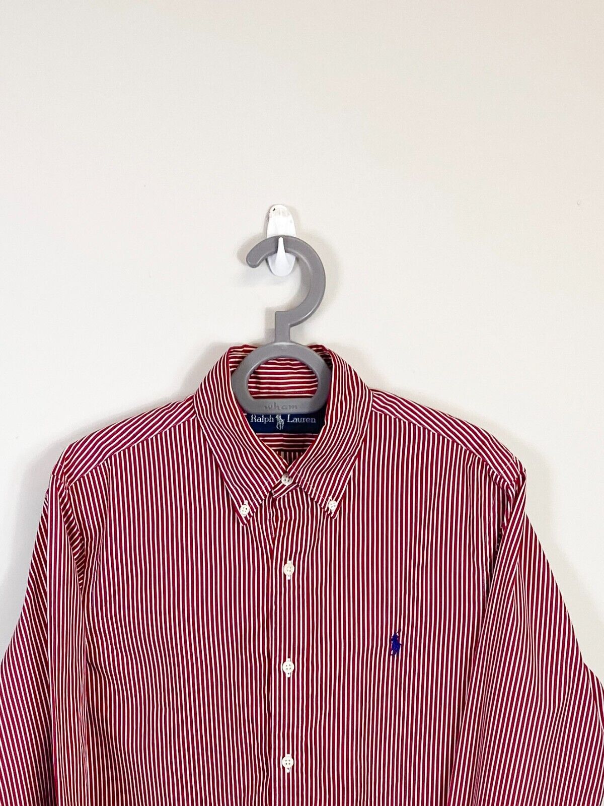 Ralph Lauren Shirt Mens Small Red Striped Long Sleeve Small Blue Polo Pony Logo