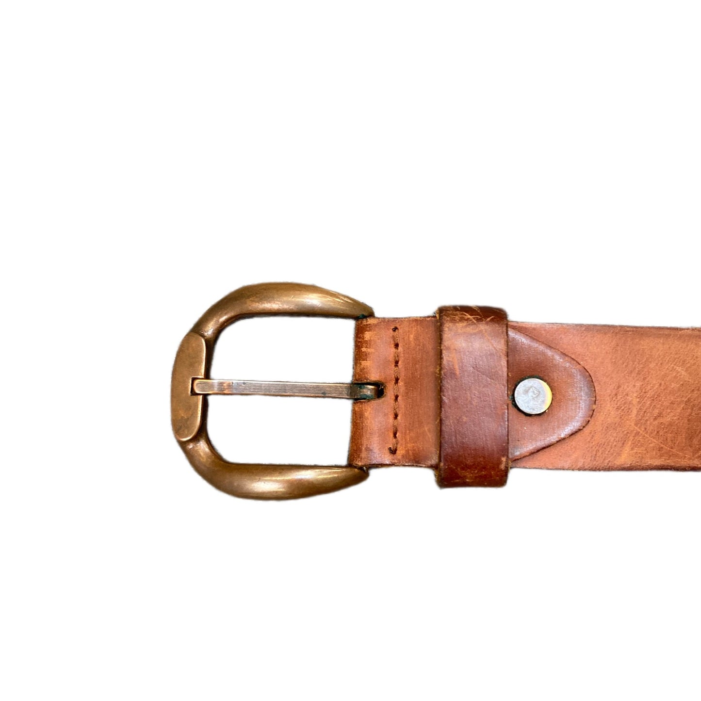 Weaver Jeans Waist Belt Mens Brown Leather Adjustable Brass Buckle 46.5 Inches