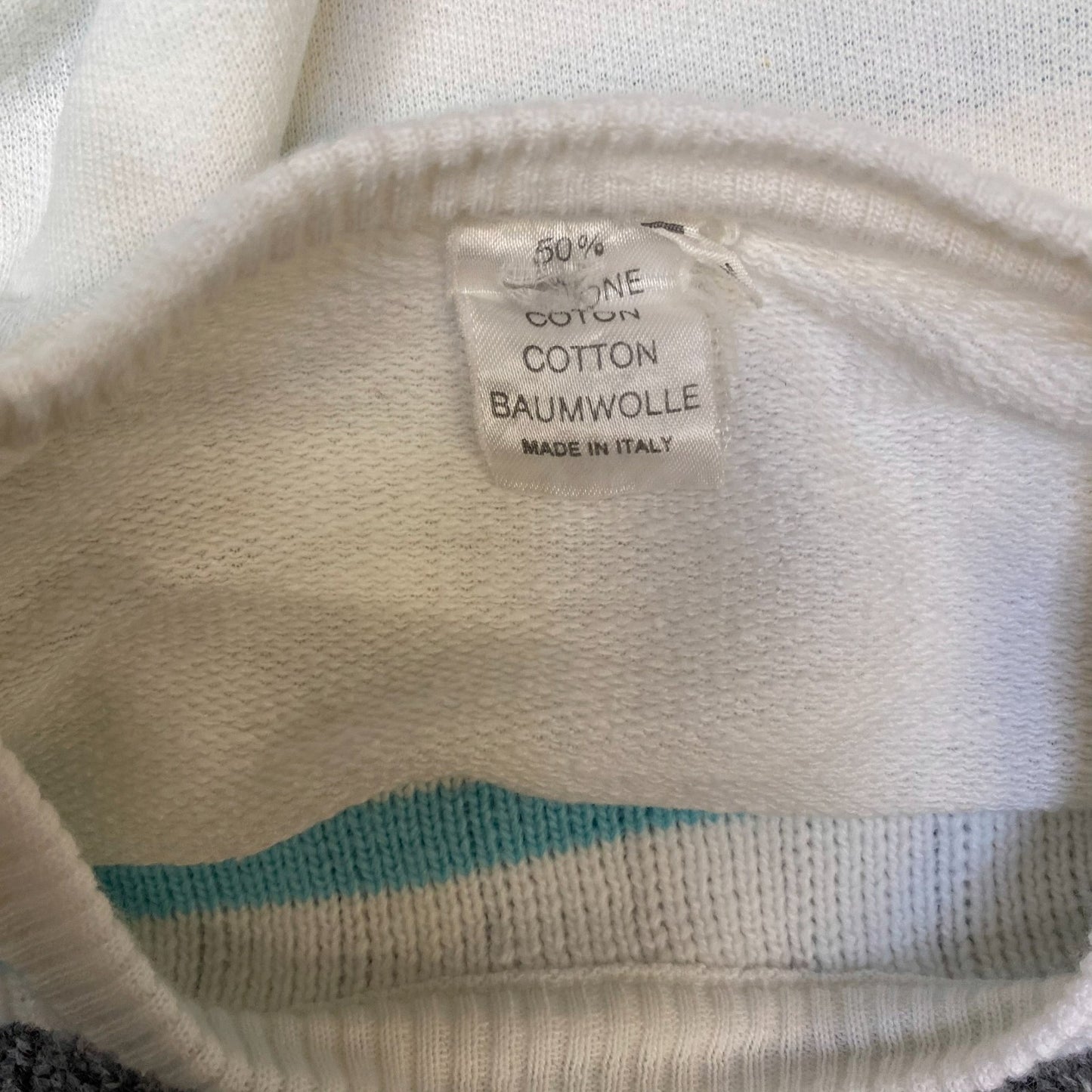 Sweatshirt Womens Medium White Blue Striped Long Sleeve Crew Neck Pullover