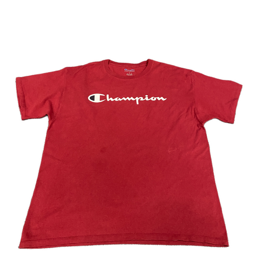Champion Athleticwear T-Shirt Mens Large Red Short Sleeve Crew Neck Pullover Tee