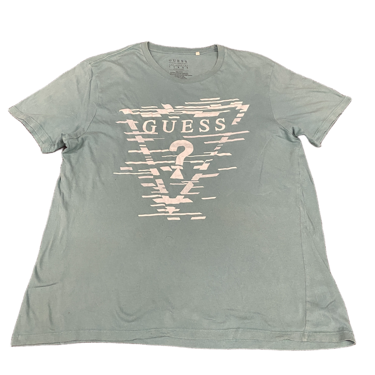 Guess T-Shirt Womens Large Grey White Graphic Print Short Sleeve Crew Neck