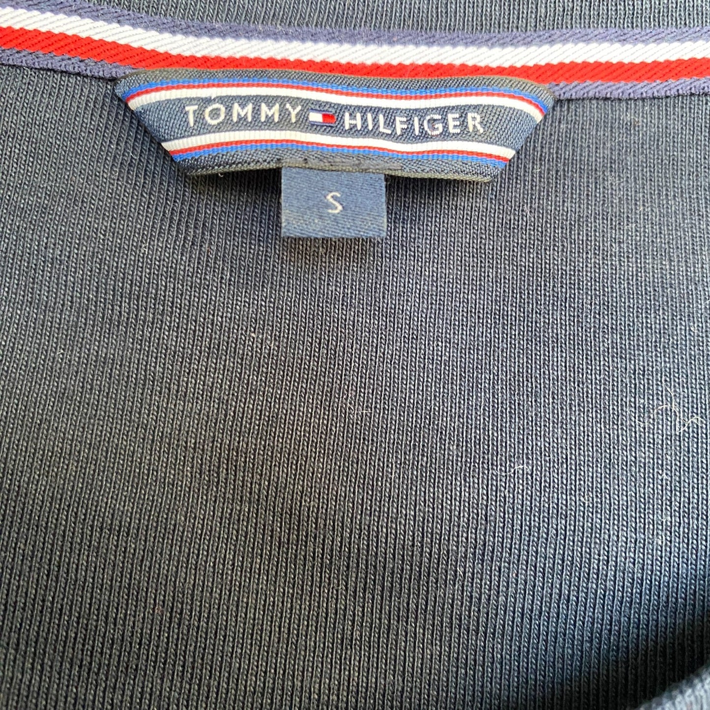 Tommy Hilfiger Jumper Womens Small Navy Knit Lace Ribbed Long Sleeve Round Neck