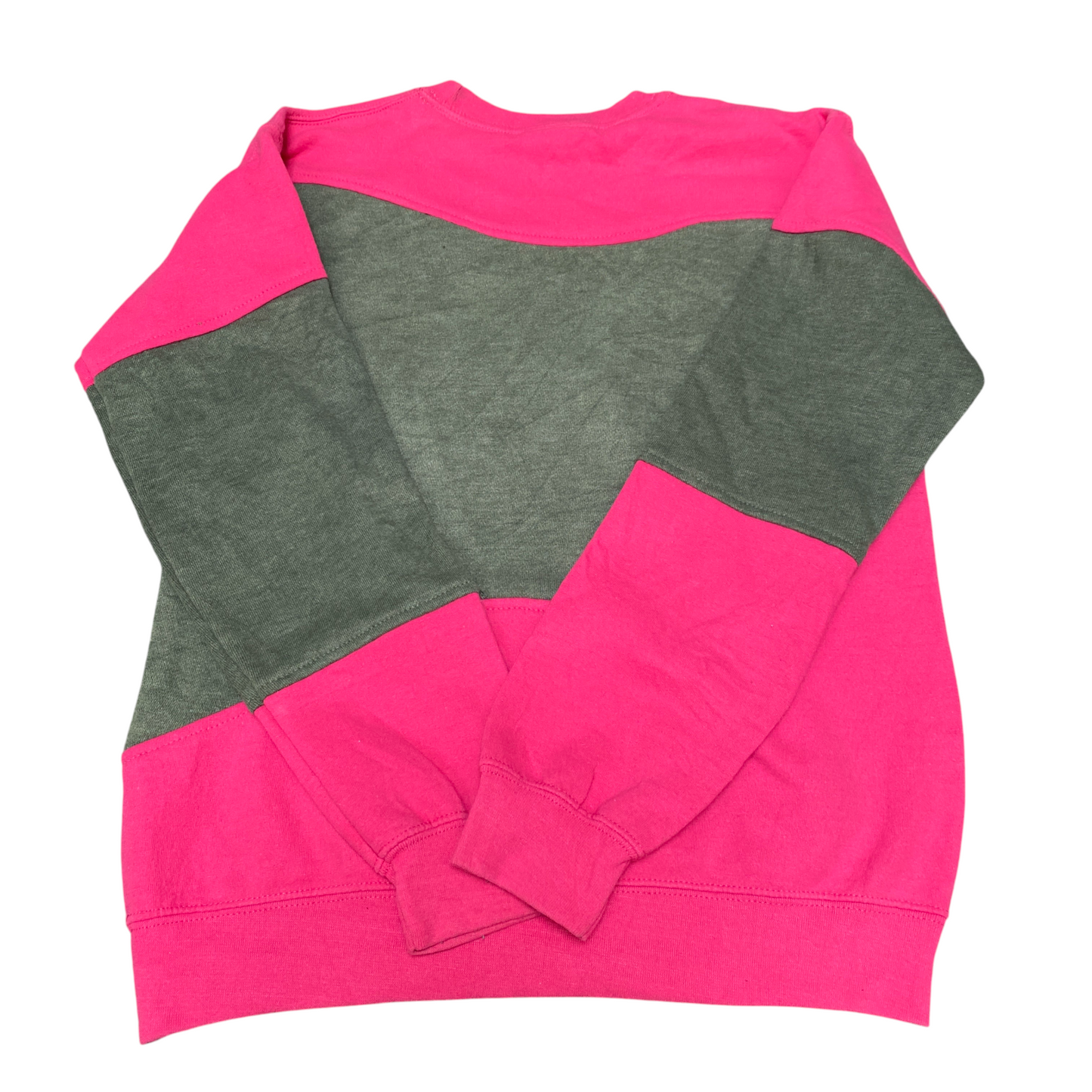 Nike Reworked Sweatshirt Mens Small Pink Green Embroidered Spellout Logo Vtg Y2K