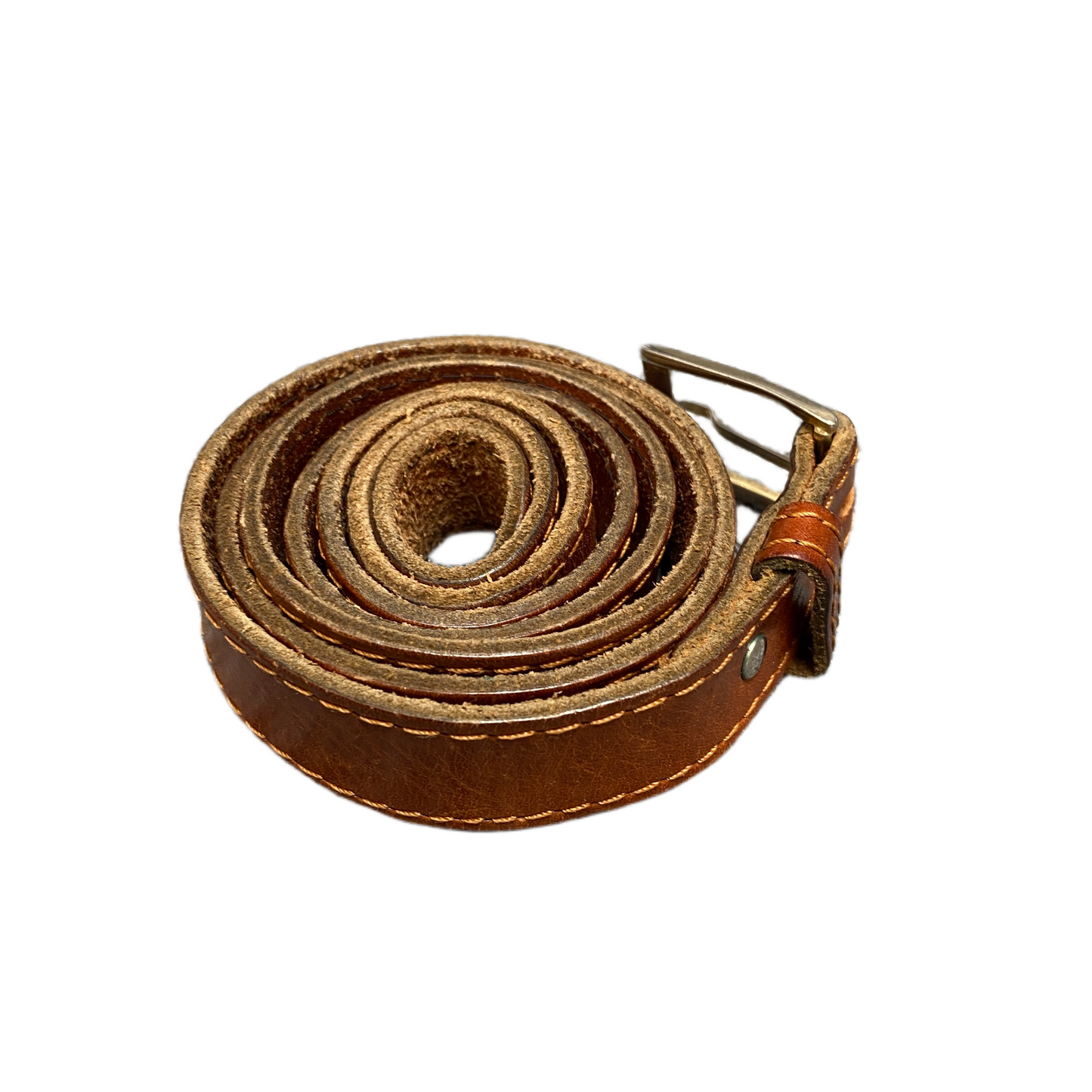 Waist Belt Mens Brown Handmade Leather Adjustable Silver Pin Buckle 46.5 inches