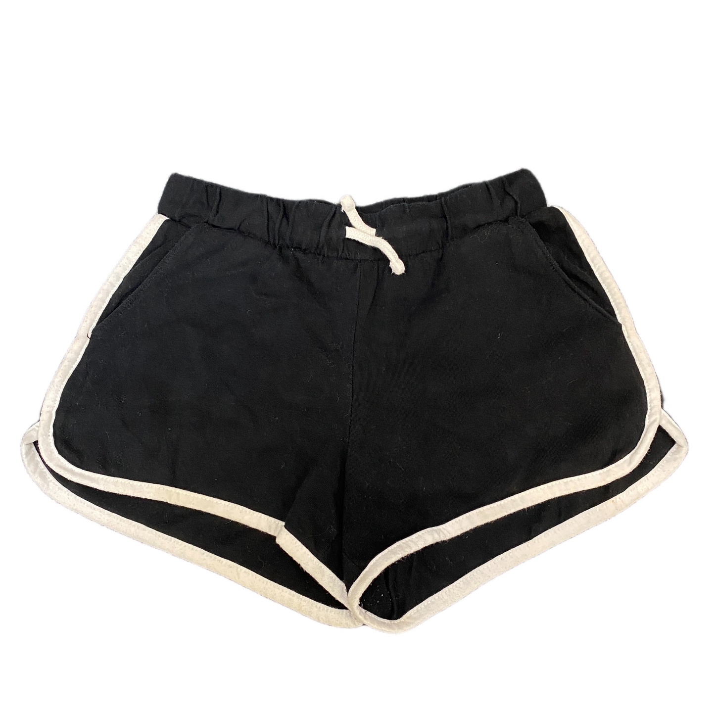 Running Sprinter Shorts Women L 23" Waist Black Athletic Gym Workout Dolphin Hem
